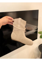 Interior aumento de altura retro heap botas mujer otoño invierno plisado western cowboy botas slim botines - details 7