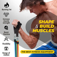 Set de Banderas de Resistencia de Yoga 11 Piezas de Tubo Elástico de Goma P potencia para Gimnasio en Casa Fitness Entrenamiento - details 2