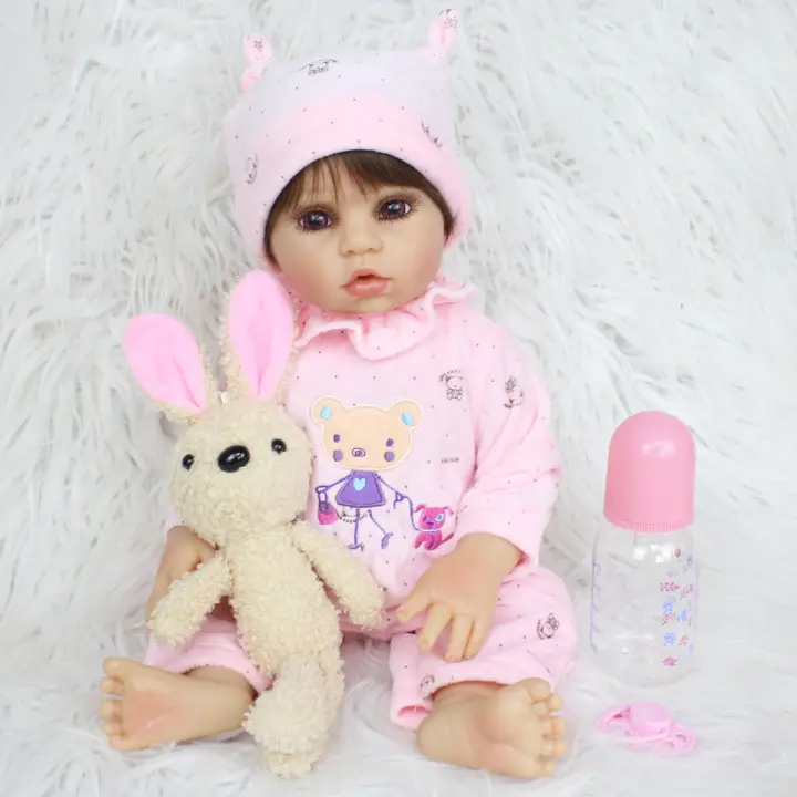 Muñeca de bebé Reborn de cuerpo completo de silicona para niña, juguete de vinilo de 19 pulgadas, vestido de bebé, regalo de cumpleaños, casa de juegos para bañarse, 48 CM - 1