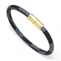 Pulsera de cuero a rayas para hombre, pulsera de aleación con cierre magnético para pareja unisex, bisutería urbana, regalos para hombre - details 3