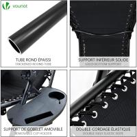 Set de 2 Sillas de Jardín Plegables Silla de Gravedad Cero Reclinable con Soporte para Bebidas y Reposacabezas Extraíble Carga Máxima 120kg Negro - details 13
