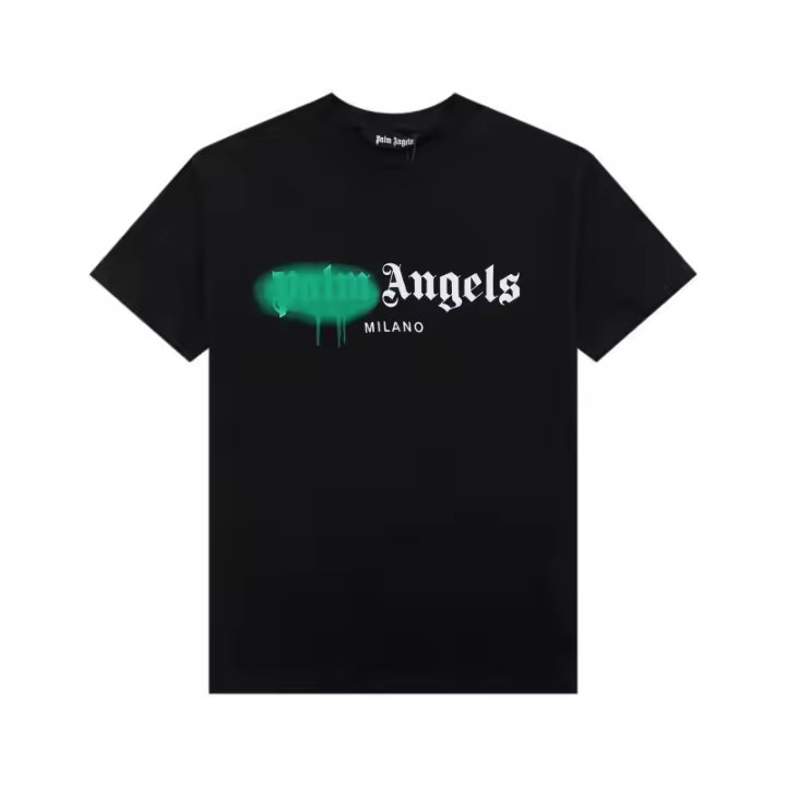 Negro Palm Angels love dissolve heart graffiti letras hombre y mujer camiseta cuello redondo suelto manga corta verano - 1
