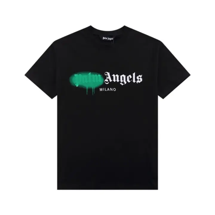 Negro Palm Angels love dissolve heart graffiti letras hombre y mujer camiseta cuello redondo suelto manga corta verano - 1