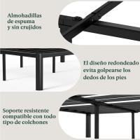 Cama 90x190 cm - Altura 41 cm con almacenamiento debajo de la cama - Estructura de cama de plataforma de metal - Negro - details 16
