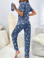 Conjunto de pijama de mujer con pantalones de manga corta, ropa de dormir con cinturilla en 5 colores - details 9