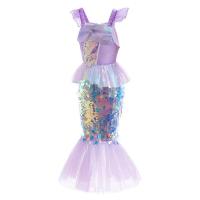 AmyStylish Niñas Princesa Sirena Ariel Cosplay Halloween Fiesta de Cumpleaños Verano Playa Vacaciones Vestido - details 8