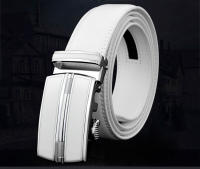 Cinturón de cuero de vaca auténtico para hombre, correa de cintura con hebilla automática, color blanco - details 2