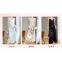 Vestido de Seda Satén Francés de Alta Gama Vestido Largo con Tirantes para Mujeres en Verano - details 10