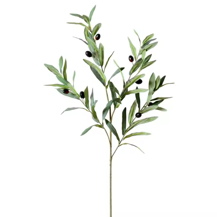 Arreglo floral, 4 tenedores, rama de olivo Artificial, plástico, elegante hoja de olivo simulada, hecha a mano, planta falsa de 95cm, decoración de boda - 1