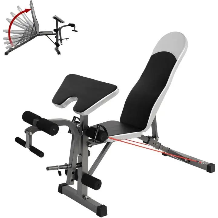 Banco de Pesas Ajustable Banco de Entrenamiento Muscular Multifuncional con 8 Posiciones y 2 Correas Capacidad de Carga de 200 KG Uso en Gimnasio en Casa - 1