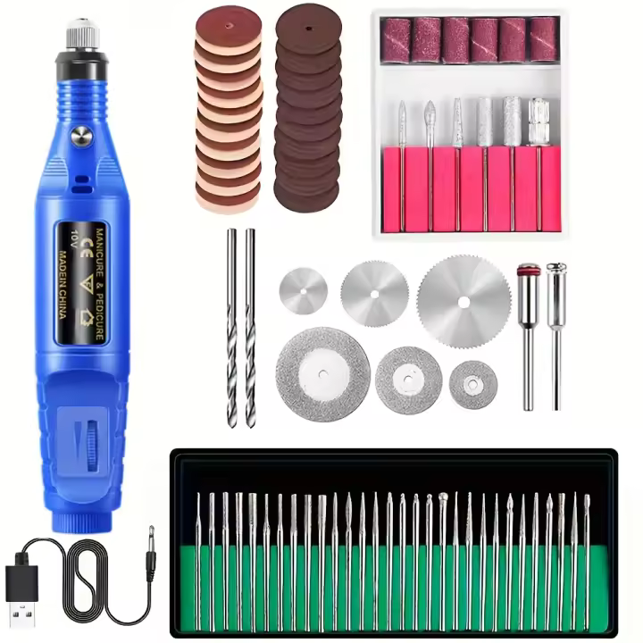 83 piezas Azul Herramienta de Grabado y Pulido de Máquina de Talla, Herramienta de Grabado, Bolígrafo de Molienda para Joyería DIY, Vidrio, Madera y Pulido de Plástico, Versión USB. - 1