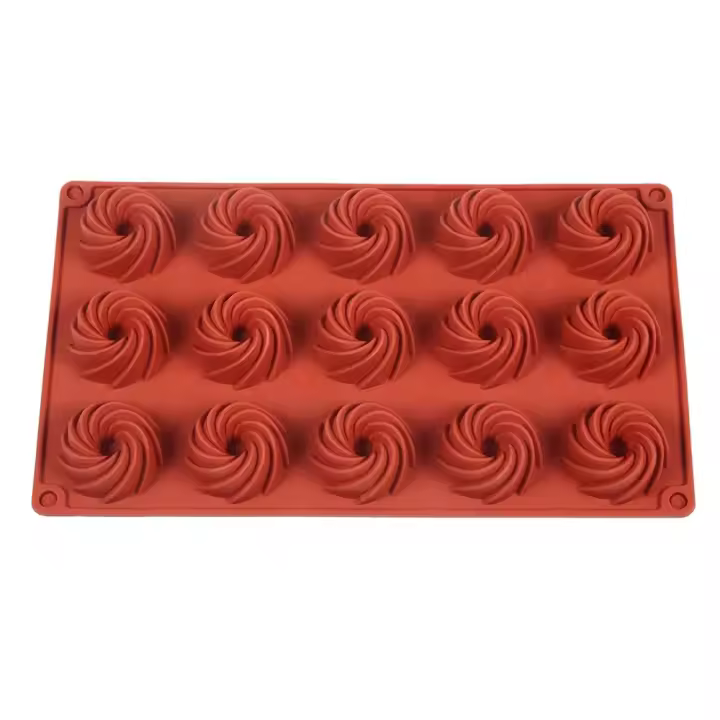Molde de Silicona para Pastel en Espiral de 15 Agujeros Postre, Mousse, Chocolate, Donuts - 1