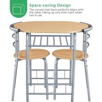 Conjunto de Muebles de Cocina de 3 Piezas con 2 Sillas de Comedor y Estante para Vino de Madera - details 7