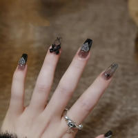 Uñas Falsas con Lazo Negro y Patrones de Estrellas Ideal para Principiantes en Arte de Uñas - details 1