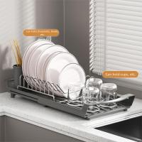Escurridor de platos extensible de gran capacidad, soporte de almacenamiento de utensilios para ahorrar espacio, organizador de vajilla, escurridor de platos de diseño hueco - details 8