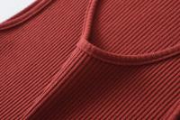 Vestido de Verano Elegante Estilo Europeo Americano Cuello Redondo Falda Elástica de Punto - details 9