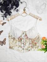 Chaleco de tela de encaje para mujer, Top sin mangas, corsé Y2k, Top elegante de mariposa, 2024 - details 7