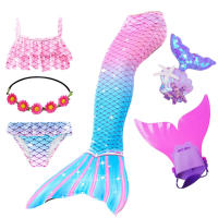 Traje de baño de cola de sirena con monoaleta para niña, vestido de princesa, Bikini, traje de baño para nadar - details 21