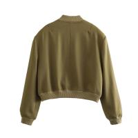 BUNO-Chaqueta Bomber de manga larga de Color liso para mujer, abrigo Vintage con cremallera a la moda, Tops, chaquetas básicas holgadas elegantes para mujer - details 20