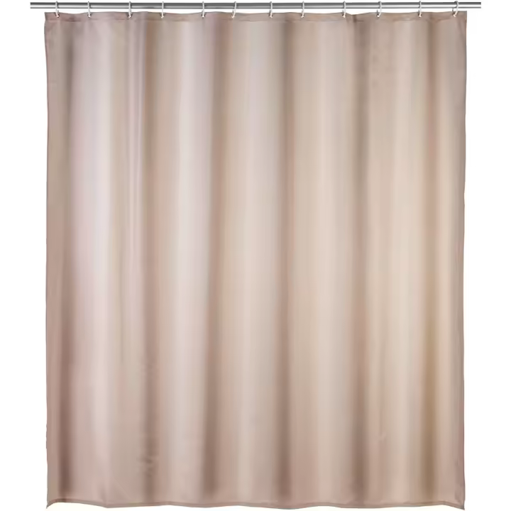 WENKO 20045100 Cortina de ducha Unicolor Beige Antimoho - antibacteriana, lavable, Plástico - Poliéster, cm, Beige - 1
