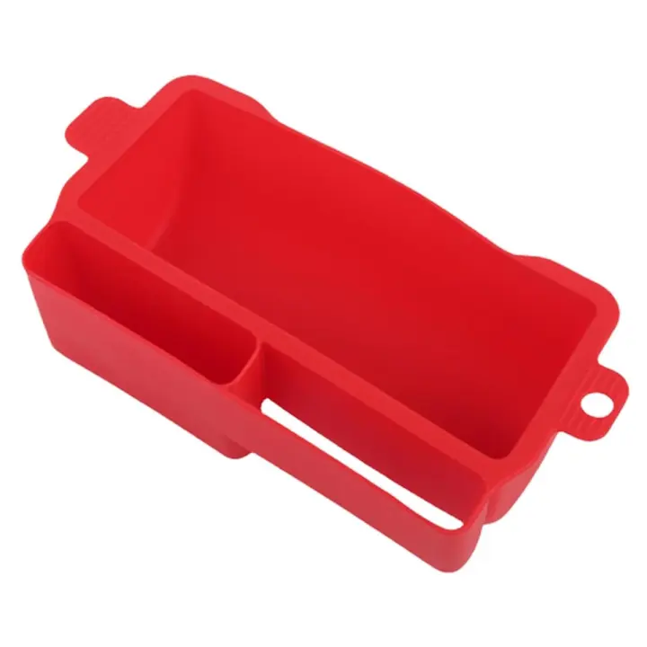Bandeja de goteo de grasa para barbacoa, caja de drenaje de aceite de parrilla de silicona, receptor de grasa de grado alimenticio y colector de caja de almacenamiento, Rojo - 1