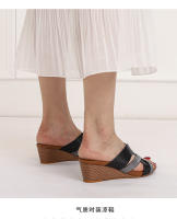 Sandalias de cuña para mujer, ideales para usar como prenda exterior, modernas, con plataforma gruesa, impermeables, informales, de talla grande, con boca de pez. - details 9