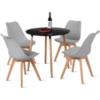Juego de Mesa de Comedor y Sillas, 1 Mesa Redonda de 80 cm + 4 Sillas Blancas, de Diseño Nórdico - details 26