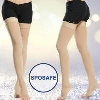 1Pair Compression Stockings Women Men 20-30 MmHg Open Toe Thigh High Socks for Varicose Vein Swollen Legs Travel Flight Pregnant - details 4