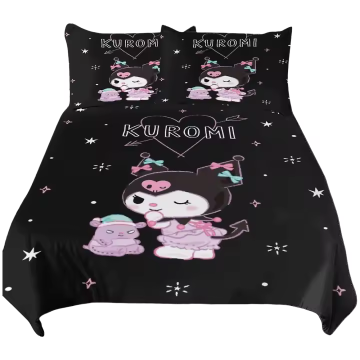 Juego de Ropa de Cama Kuromi Funda de Cama de Dibujos Animados 3D Ligera - 1