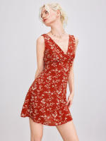 Vestido de mujer de cuello V con flores rotas, pequeño fresco y elegante vestido de temperamento - details 4