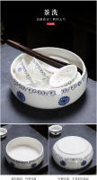 Linglong-Juego completo de tazas de cerámica para el hogar, cuenco, olla, panal, porcelana azul y blanca, cervecería de té - details 13