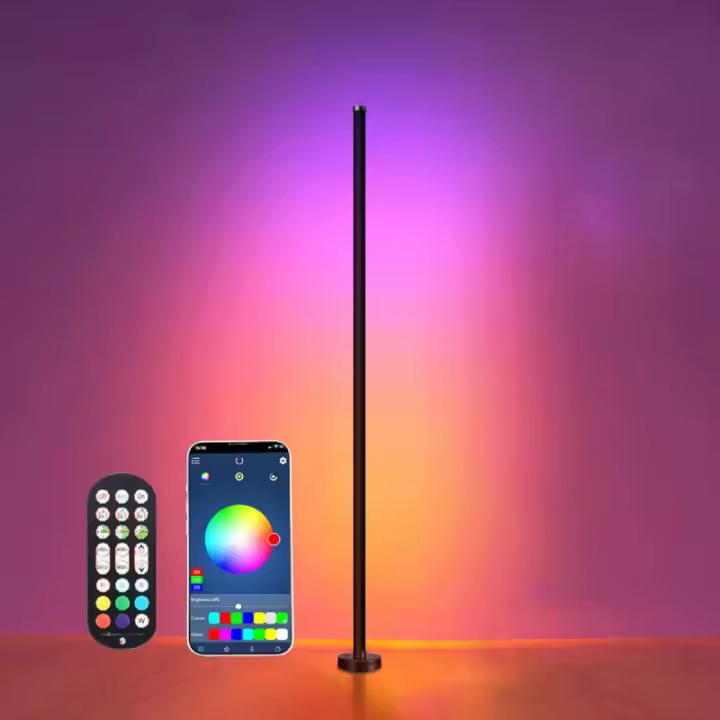 RGB LED Floor Lamp Remote APP Control Music Sync Corner Lighting Timer Smart Modern Mood Standing Lamp for Bedroom Living Room - 1