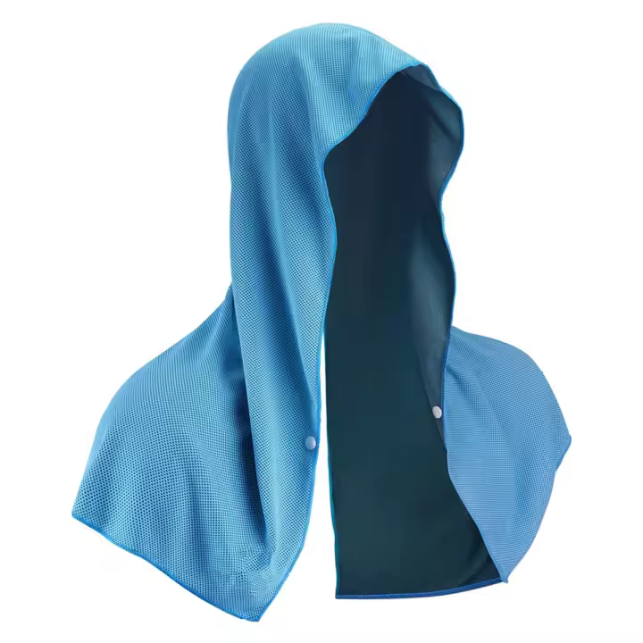 Toalla refrescante con capucha, toallas de refrigeración para cuello y cara, para Sauna, Yoga, Camping, entrenamiento, azul - 1