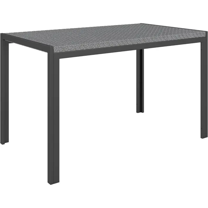 Mesa de Jardín de Ratán Sintético Estructura de Metal Resistente a la Intemperie 120x70x72 cm - 1