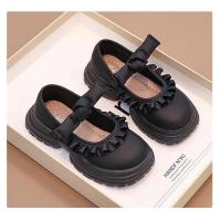 Zapatos de cuero de princesa con volantes para niñas, zapatos de vestir plisados con lazo, para fiesta de boda, suela gruesa, Chic, otoño, 2024 - details 6