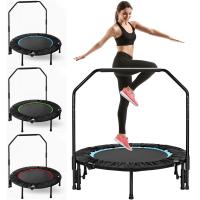 Mini trampolín plegable, trampolín de ejercicio con mango ajustable, trampolín reboteador para adultos fitness, trampolín interior - details 0
