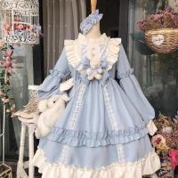 Lencería Lolita para mujer estilo Haruku japonés con volantes y mangas largas vestido de muñeca informal con cintura imperio talla - details 24