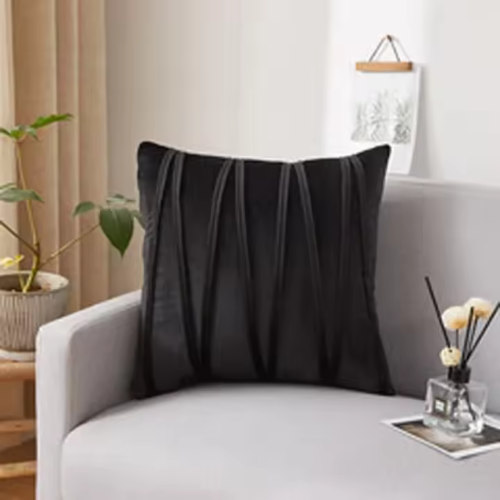 Funda de Cojín de Bordado de Rayas de Terciopelo Color Sólido Diseño Moderno para Decoración del Hogar Tamaño 30X50 45X45 50X50cm - 1