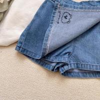 Pantalones Cortos De Denim Para Niñas Estampados De Oso Estilo Coreano Veraniego Cierre Elástico Talla True Fit - details 5
