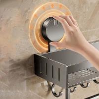 Estante de baño con ventosa de acero al carbono, estante de almacenamiento para ducha con montaje en pared sin perforaciones, soporte de carga fuerte de gran capacidad - details 4