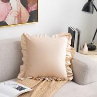 Funda de almohada suave con volantes de Color sólido, funda de almohada cuadrada Vintage, funda de cojín delicada de 45CM para sala de estar/oficina - details 7
