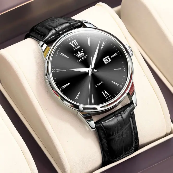 Reloj de Pulsera de Cuarzo de Lujo para Hombres OLEVS Reloj de Cuero de Alta Calidad - 1