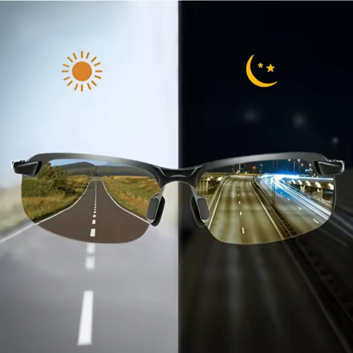Gafas polarizadas para hombres - uso diurno/nocturno, fotocromáticas, montura de metal, bisagra cómoda, adecuadas para la pesca y actividades al aire libre, gafas deportivas para exteriores |   lentes polarizadas que cambian de color |   gafas con montura - 1