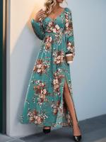 Vestido Largo de Manga Grande con Estampado Cuello en V, Moda Coreana Harajuku para Mujeres - details 11