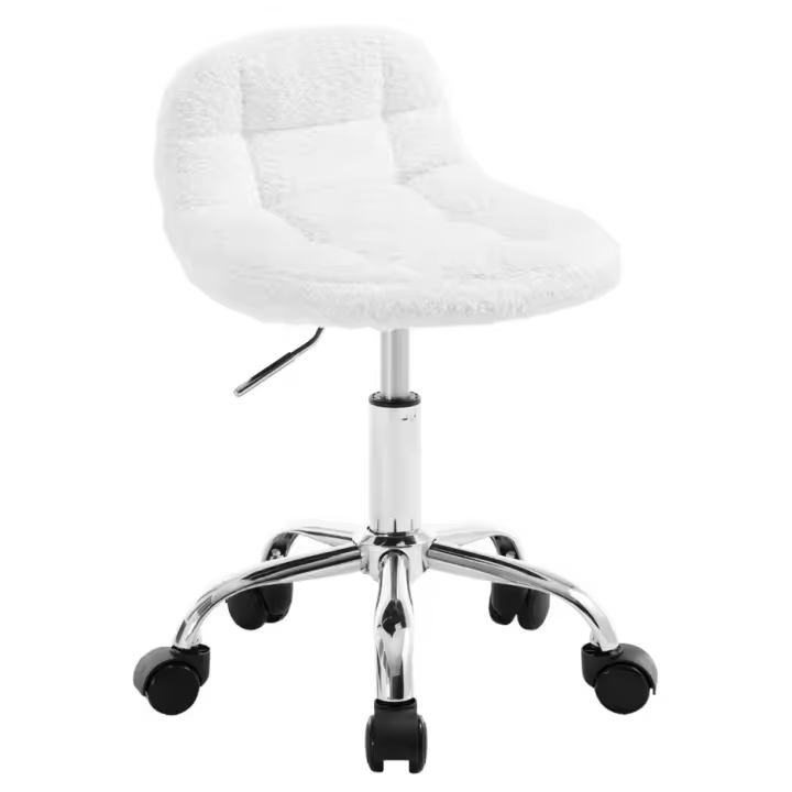 Taburete de Velvet para Oficina Giratorio de 360 Grados Espalda Baja Ajustable - 1