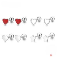 Pendientes Minimalistas de Esmalte de Plata Esterlina Diseño de Corazones y Estrellas - details 0