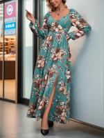 Vestido Largo de Manga Grande con Estampado Cuello en V, Moda Coreana Harajuku para Mujeres - details 12