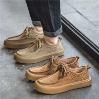 Nuevos zapatos de conductor de gamuza de diseñador de moda para hombre con cordones, zapatos deportivos planos de cuero de vaca, informales y a la moda, - details 7