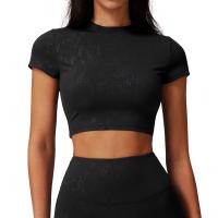 Ropa deportiva cómoda de alta elasticidad, ropa deportiva elástica transpirable, sujetador de Yoga de manga corta para Fitness - details 1