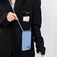 Fundas cruzadas simples, funda con cordón de silicona líquida para teléfono para iPhone 15, 11, 12, 13, 14 Pro Max, cuerda, collar, correa, funda suave - details 4